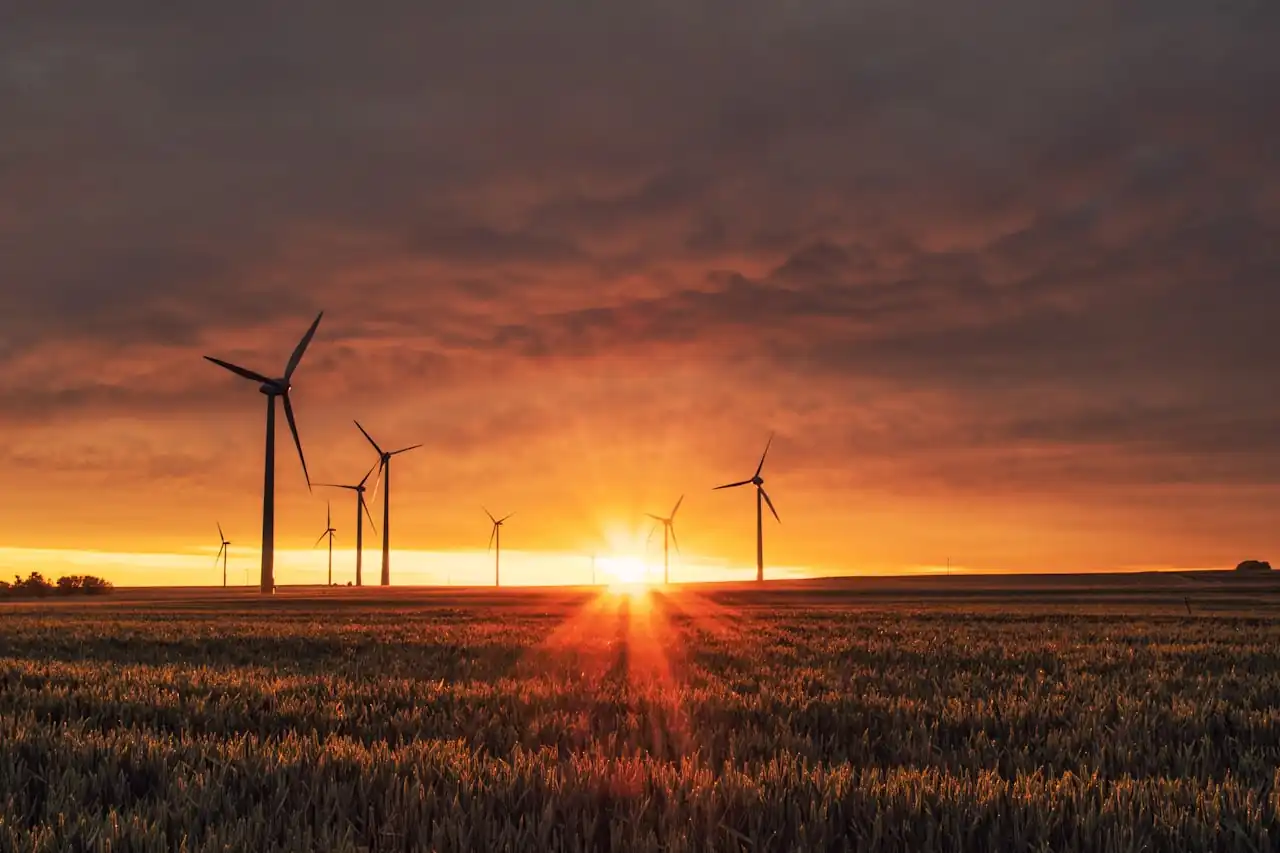 Turbine eoliche al tramonto